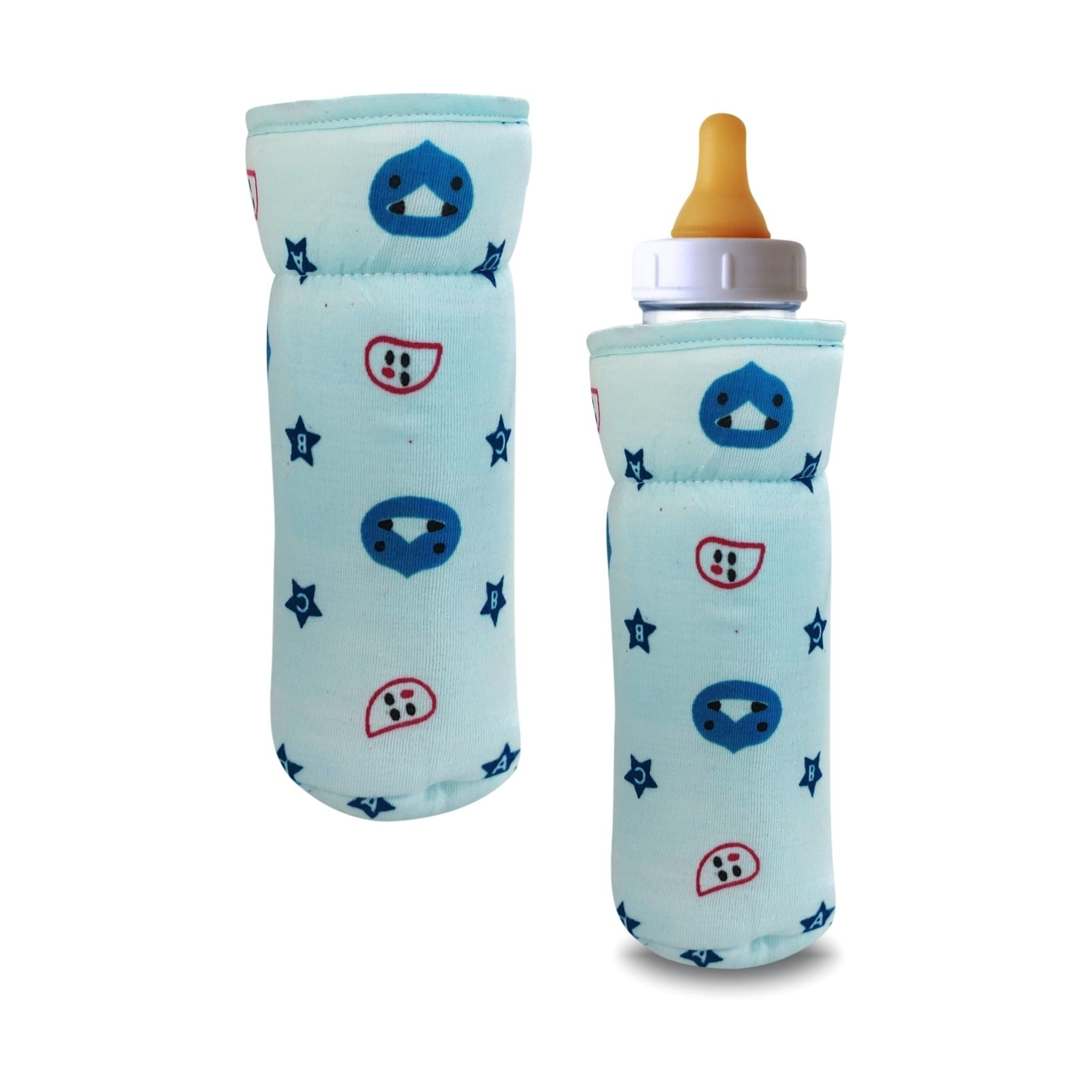 Star Print Baby Feeding Bottle Cover Blue 